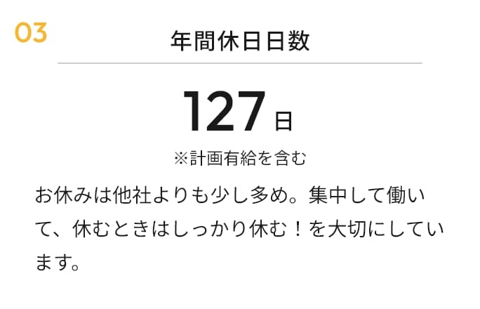 年間休日日数 127日